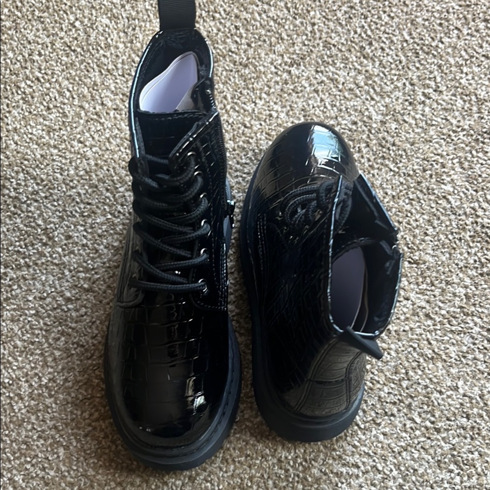 Madden Girl Black Patent Leather Ankle Boots